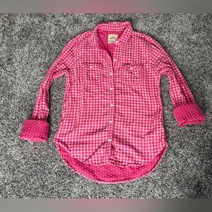 Hollister Plaid Button Down with Polka Dot liner
